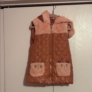 Little Lass Quilted Vest with Cat Pockets - Gold and Pink